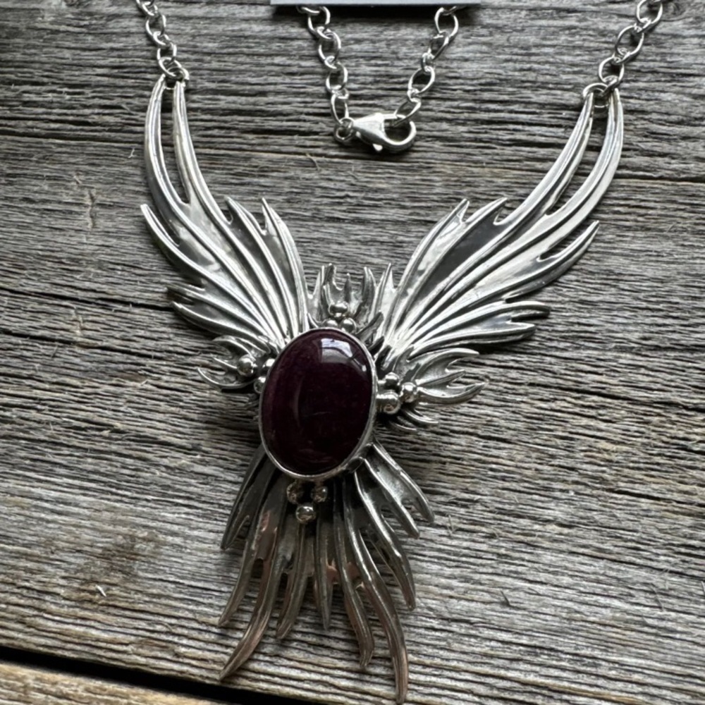 Navajo Sterling Silver Purple Spiny Oyster Chain Lariat Y Necklace Earrings Set - Picture 12 of 12